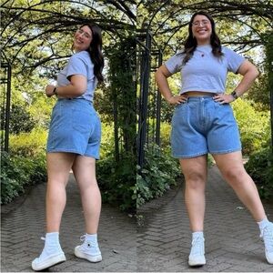 Shiny By Nature Classic Blue Denim Women's Shorts Curvy Size Large